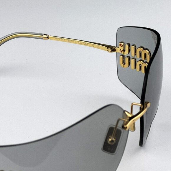 NEW Miu Miu MU54YS 5AK30B Gold Light Grey Wraparound Rimless Women Sunglasses main image 9